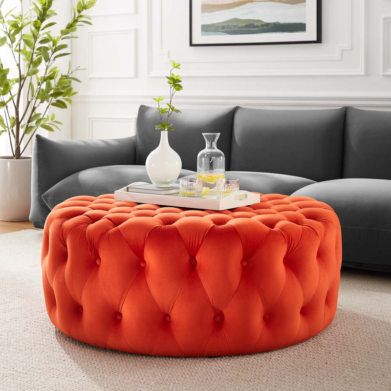 Modway Amour Tufted Button Large Round Performance Velvet Ottoman Reviews Wayfair